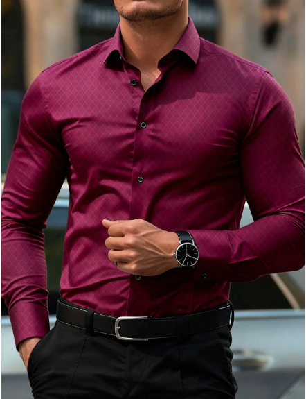 Pakistan Hub manfinity mode men's business casual embossed design long sleeve shirt men satin shirt red dress shirt for men satin men shirt men silk shirts men burgundy shirt business casual men shirt dress shirt for men red mens luxury shirts men designer shirts old money,daily leisure, weekend trips, outdoor activities, travel expeditions, relaxed work environments or semi formal occasions, boyfriend/husband gift, anniversary /birthday gift party christmas new years wedding